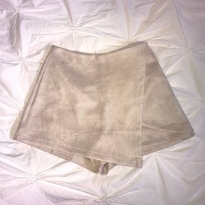 Cream Suede Envelope Skort